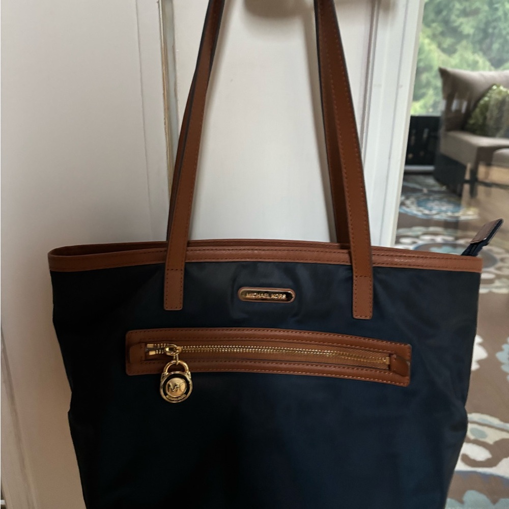 Michael Kors Navy and Brown Tote